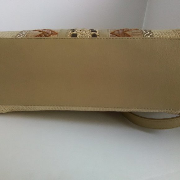 Indian Embroidered Design Shoulder Hand Bag Color Tan - Picture 3 of 16